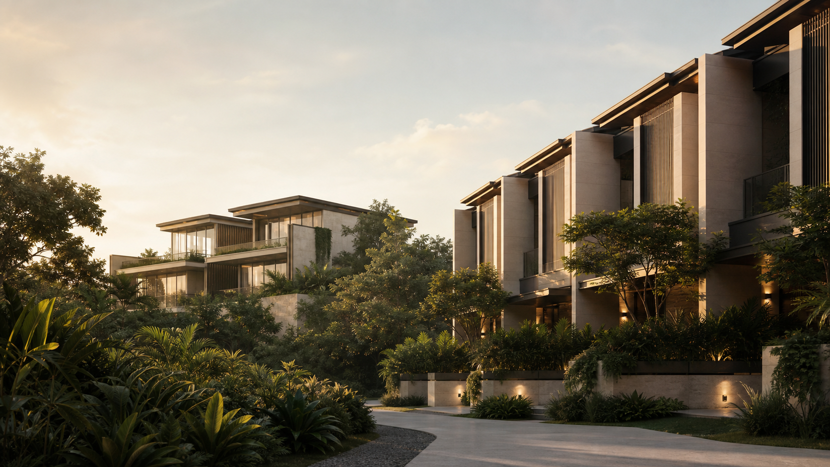Editorial luxury residence with tropical greenery